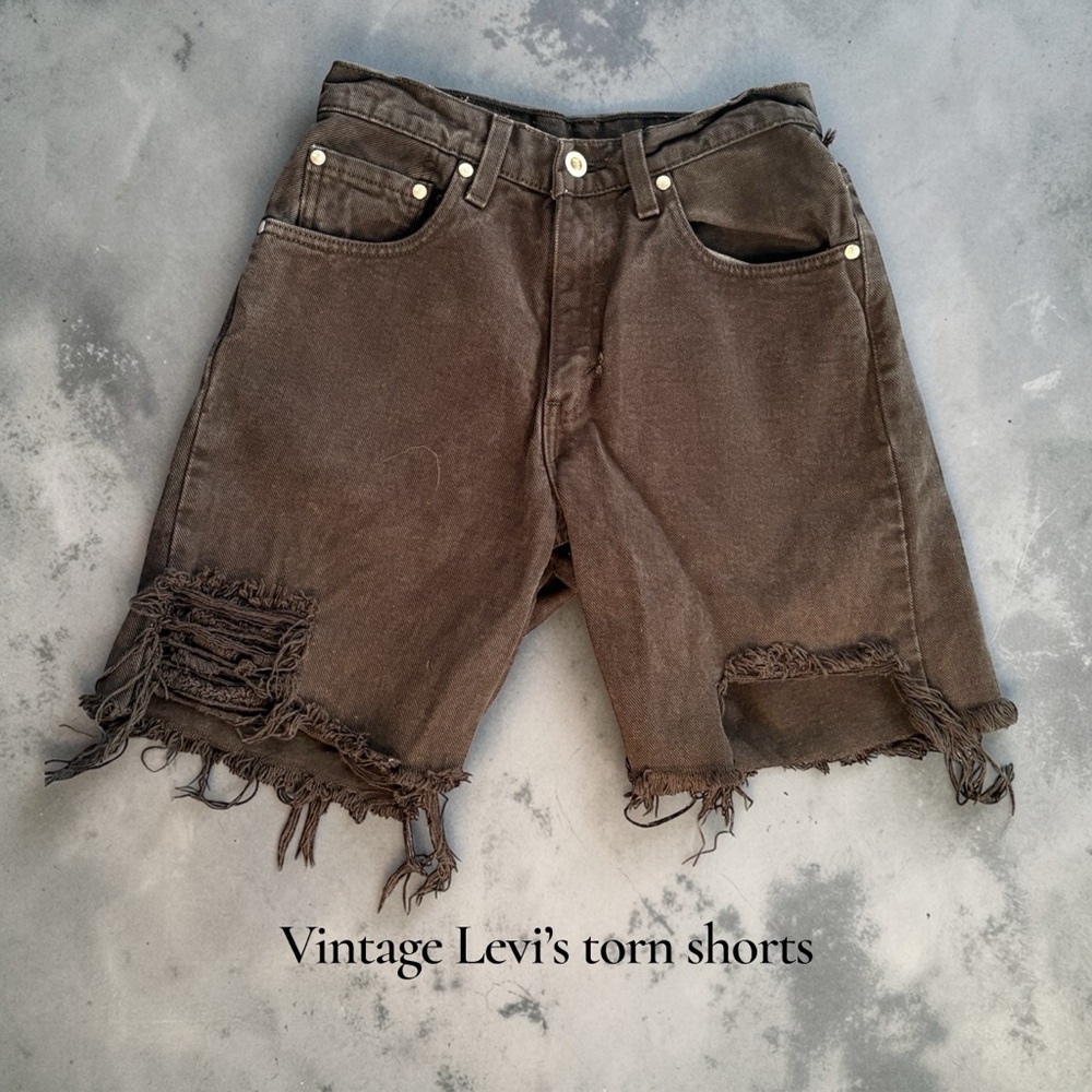 Levi's Black/Grey Wash Distressed Denim Shorts